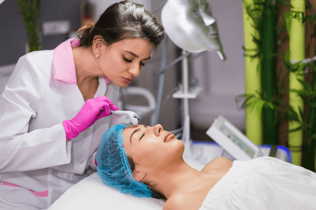 Facial profile showcasing natural skin texture and contours