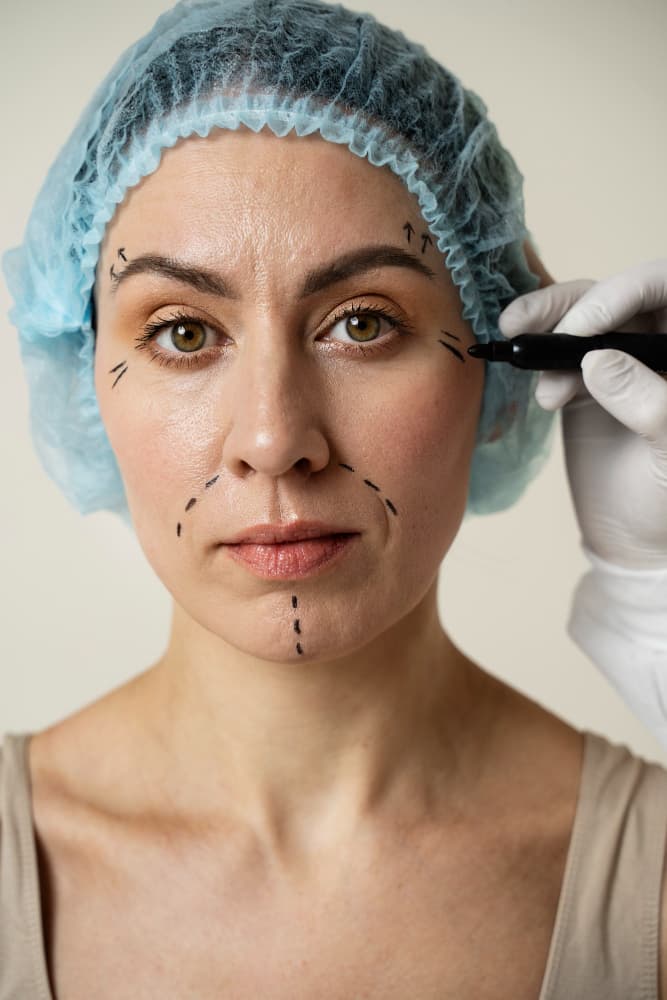 Facial profile showcasing natural skin texture and contours